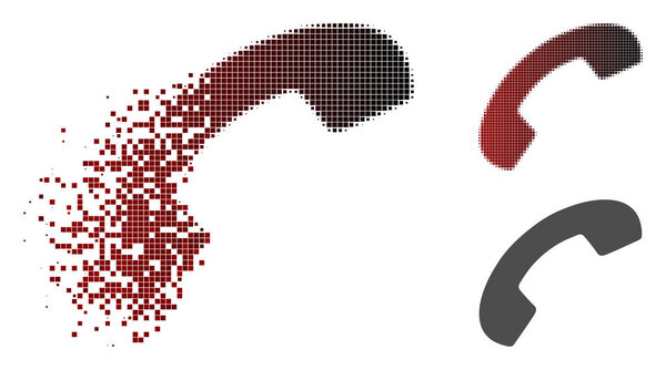 Broken Pixelated Halftone Phone Receiver Hang Up Icon