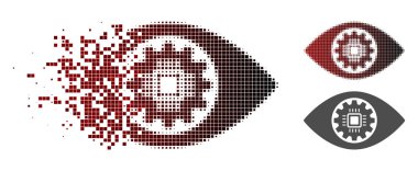 Kaybolan Pixelated yarı ton robotik göz Lens simgesini