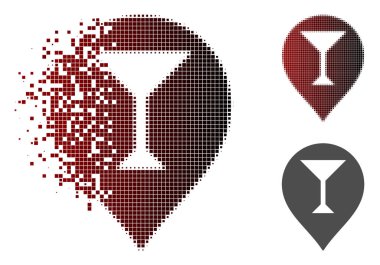 Rendelenmiş piksel yarı ton Şarap Bar işareti simgesi