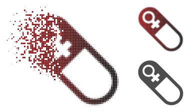 Hareketli piksel yarı ton kadın hap simgesi