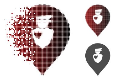 Dağılmakta pixelated yarı ton polis işareti simgesi