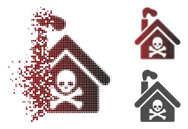 Kırık Pixelated yarı ton krematoryuma bina simgesini