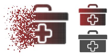 Kırık Pixelated yarı ton tıbbi araçlar kutusu simgesi