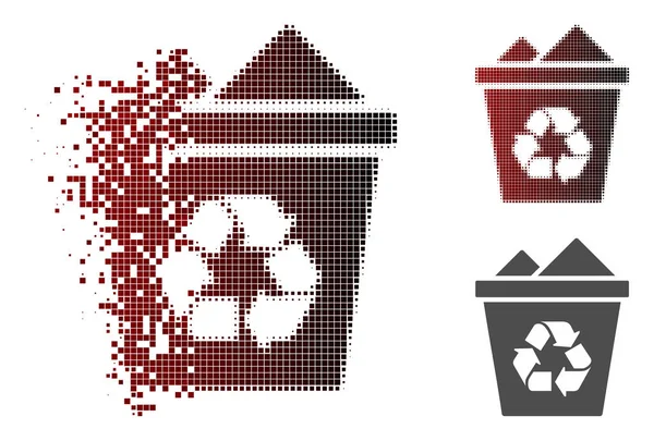 Disolver Pixel Halftone Full Recycle Bin Icon — Archivo Imágenes Vectoriales