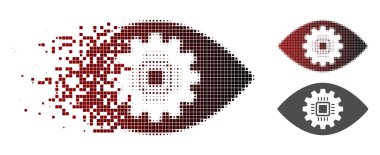 Rendelenmiş noktalı yarım ton Cyborg göz Lens simgesini