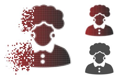 Hareketli piksel yarı ton esmer kadın simgesi