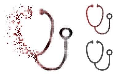 Rendelenmiş piksel yarı ton stetoskop simgesi