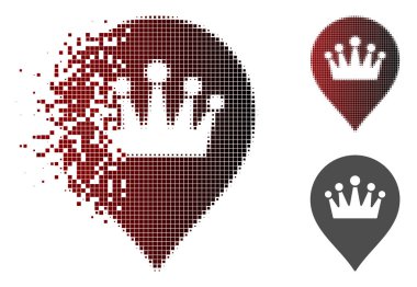 Parçalanmış piksel yarı ton Crown işareti simgesi