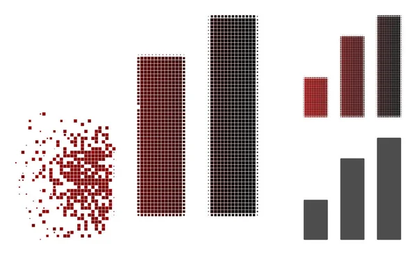 Ícone de gráfico de barra meio tom pontilhado fragmentado —  Vetores de Stock