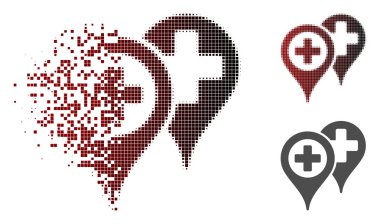 Kırık piksel yarı ton hastane konumları simgesini