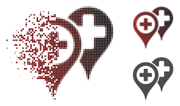 Kırık piksel yarı ton hastane konumları simgesini