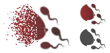 Çözünmüş noktalı yarım ton kadın meme Spermatozoons simgesi