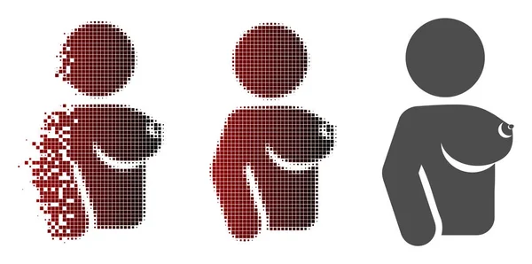 Damaged Pixel Halftone Female Tit Icon — Διανυσματικό Αρχείο