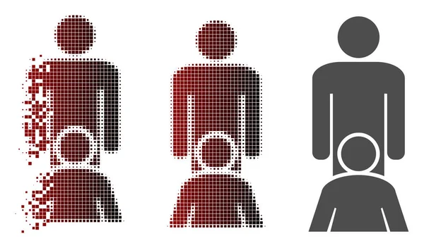 Disuelto Pixelated Halftone sexo oral personas icono — Archivo Imágenes Vectoriales