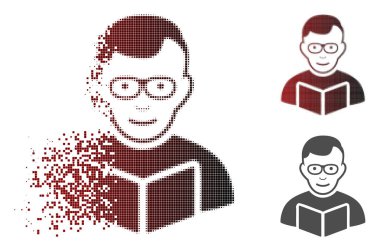 Piksel noktalı resim kitap okuyucu simgesi yüz zarar