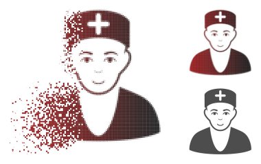 Yüz ile hareketli piksel yarı ton Doktor simgesi