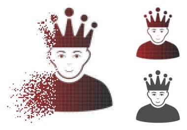 Pixelated yarı ton Kral moderatör simge yüzü ile çözünmüş