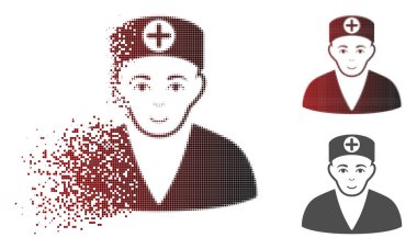 Yüz ile kırık Pixelated yarı ton Medic simgesi