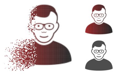 Yüz ile kırık Pixelated yarı ton emekli simgesi