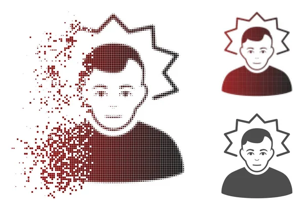 Icono de Inventor de Semitono Pixelado con Polvo con Cara — Vector de stock
