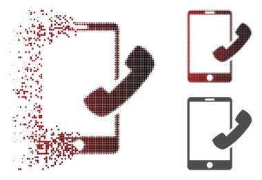 Parçalanmış nokta yarı tonlu arama akıllı telefon simgesi