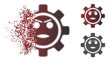 Dağınık noktalı yarım ton dişli kızgın surat simgesini