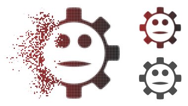 Ayrılmış nokta yarı ton dişli yüz tarafsız Smiley simgesi