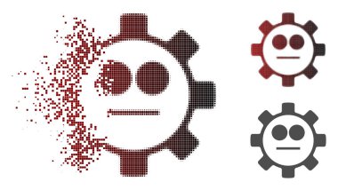 Kırık piksel yarı ton dişli tarafsız Smiley simgesini