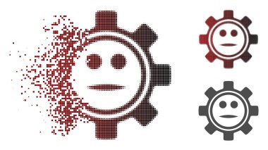 Rendelenmiş Pixelated yarı ton dişli tarafsız Smiley simgesini