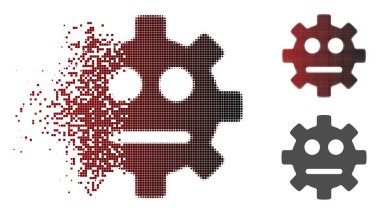 Parçalanmış piksel yarı ton dişli yazık Smiley simgesini