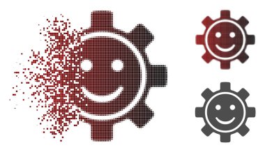 Kırık piksel yarı ton dişli bir gülümseme simgesini