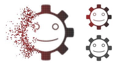 Tahribe Pixelated yarı ton dişli bir gülümseme Smiley simgesini