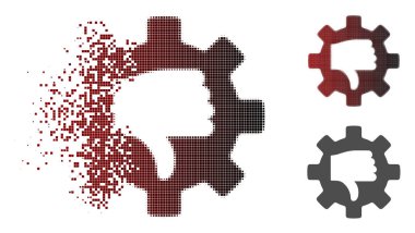 Ayrıştırılmış Pixelated yarı ton dişli başparmak aşağı simgesi