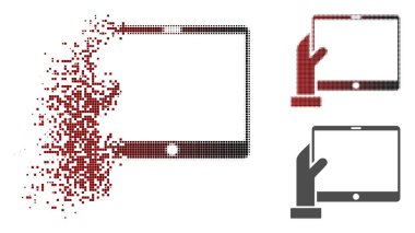 Pixelated yarı ton el eriterek Pda simgesi tutan
