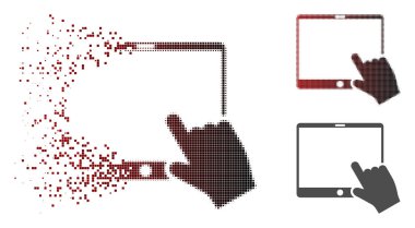 Piksel noktalı el işaretçisi Tablet simgesine dağınık