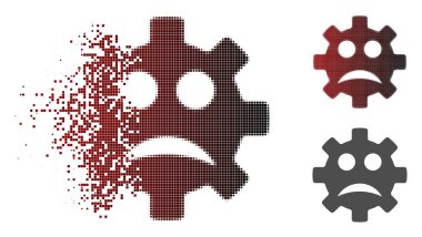 Toz Pixelated yarı ton üzgün hizmeti dişli Smiley simgesini