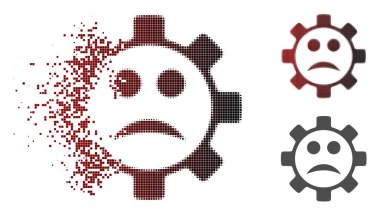 Hizmet dişli üzgün smiley simgesinde dağınık, pixelated yarı ton ve hasarsız tüm sürümleri. Öğeleri vektör kaybolan hizmet dişli üzgün smiley simgesi haline düzenlenir.