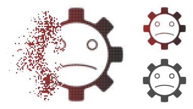 Kırık noktalı yarım ton hizmet dişli üzgün Smiley simgesini