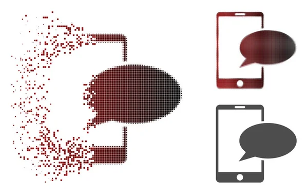 Déchiqueté Dotée Halftone Téléphone Message Icône — Image vectorielle