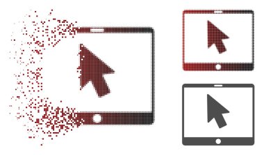 Rendelenmiş noktalı yarım ton Tablet ok işaretçi simgesi