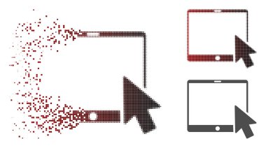 Rendelenmiş piksel yarı ton Tablet ok işaretçi simgesi