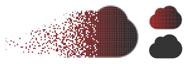 Pixelated yarı ton bulut simgesi eriterek