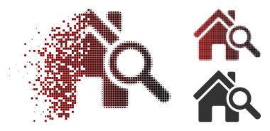 Tahribe piksel yarı ton keşfetmek ev simgesini