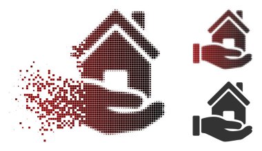 Dağınık nokta yarı ton ev teklif simgesi