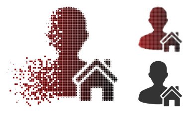 Harcanmış piksel yarı ton ev kullanıcı simgesi