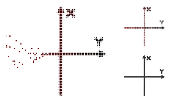 분산 된 점선된 하프톤 직교 축 아이콘 — 스톡 벡터