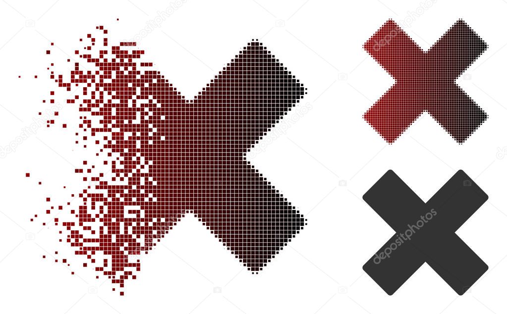 Broken Pixel Halftone Delete X-Cross Icon