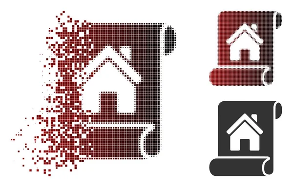 Broken Dotted Halftone Realty Descripción Roll Icon — Archivo Imágenes Vectoriales