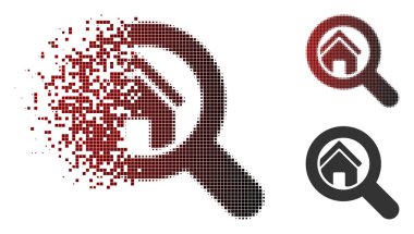 Pixelated yarı tonlu arama ev simgesini eriterek