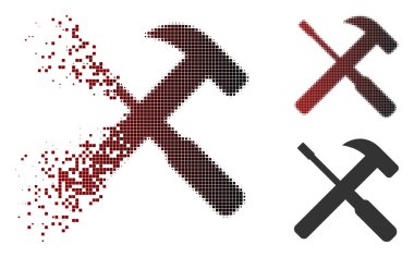 Toz nokta yarı ton çekiç ve tornavida araçlar simgesi